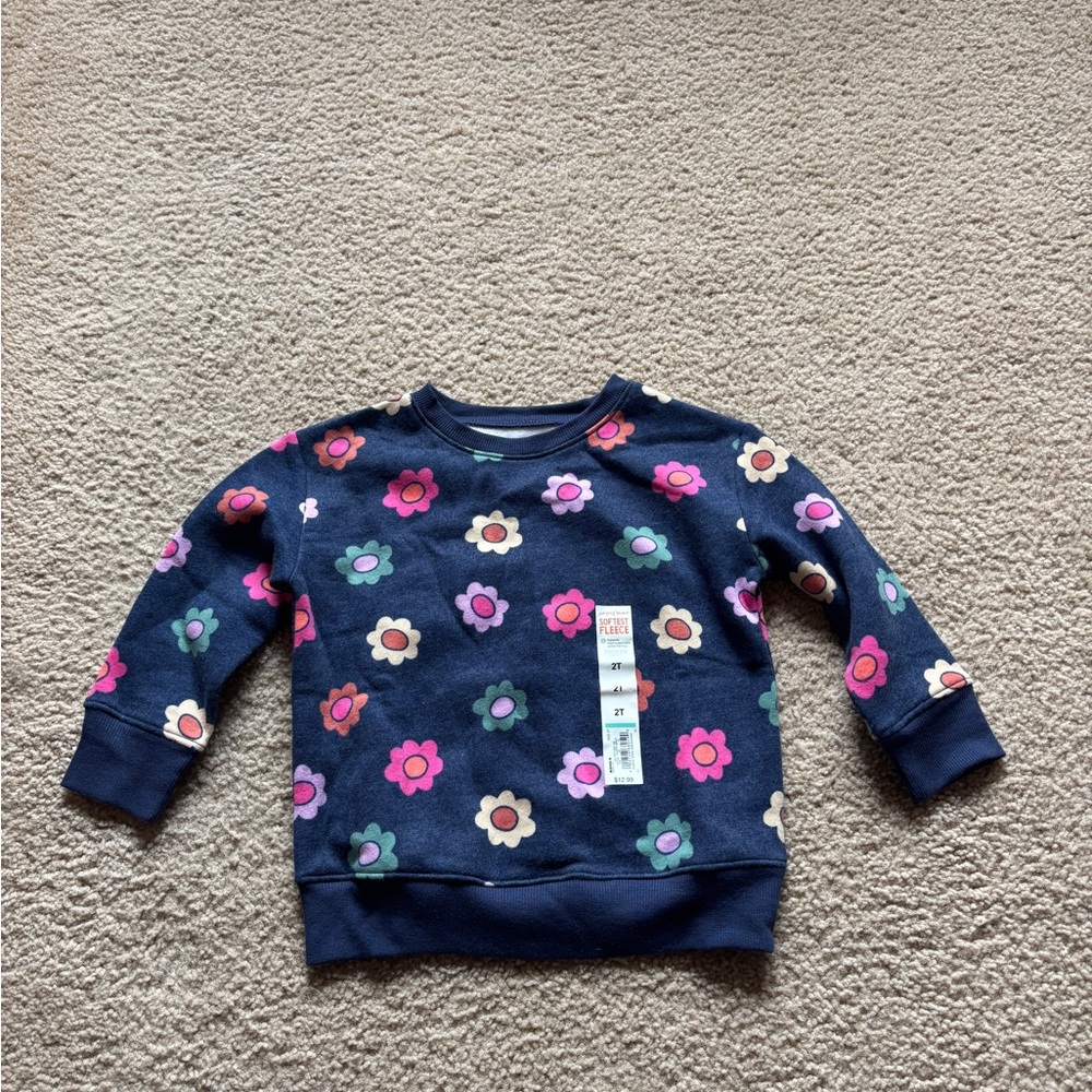 Jumping Beans Floral Kids Sweatshirt - Navy and Multicolor